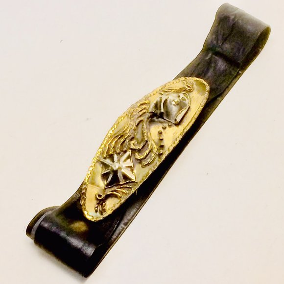 Vtg Boho Brutalist Mexico Signed Brass Cinch Belt main image 6